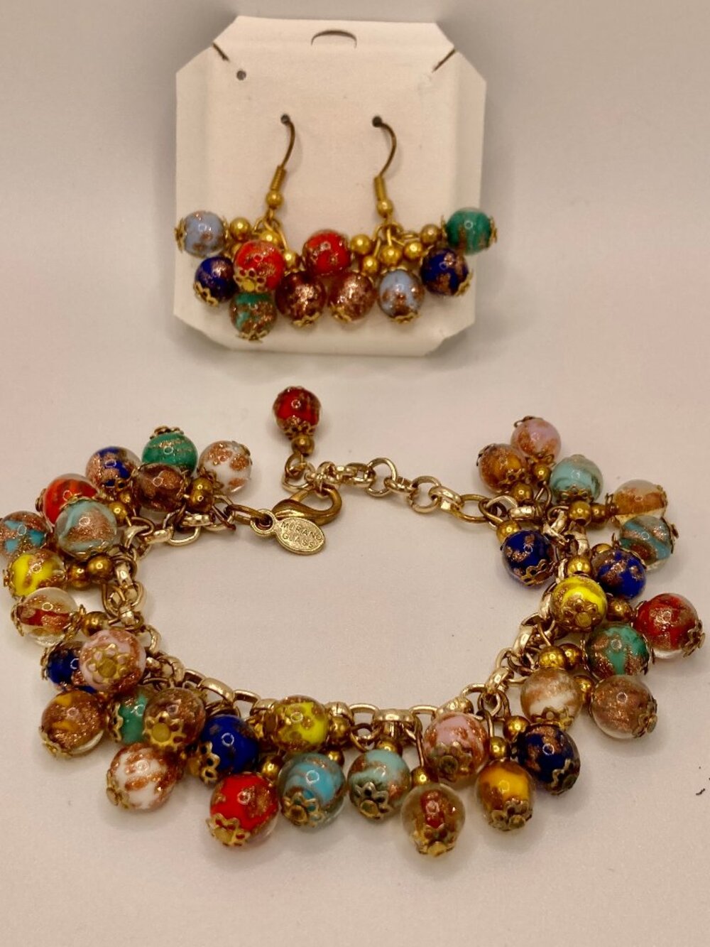 Vintage Murano Glass bracelet & earrings set